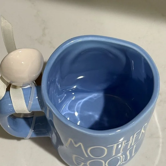 Rae Dunn Blue and White MOTHER GOOSE Mug with Spoon - Picture 6 of 8